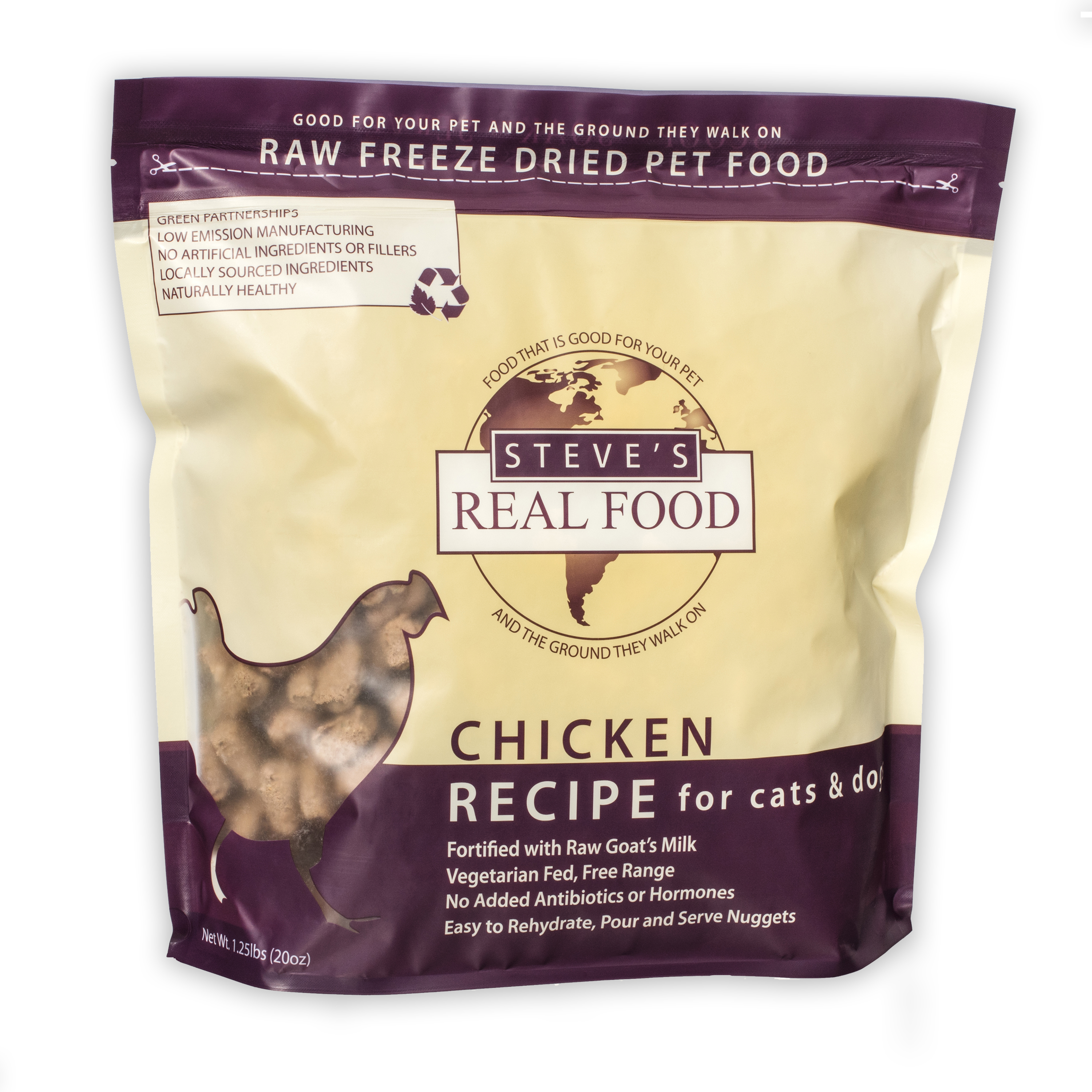 Steve's Real Food Freeze-Dried Chicken Nuggets for Dogs, 1.25-lb