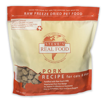 Steve's Real Food Freeze-Dried Pork Nuggets for Dogs, 1.25-lb