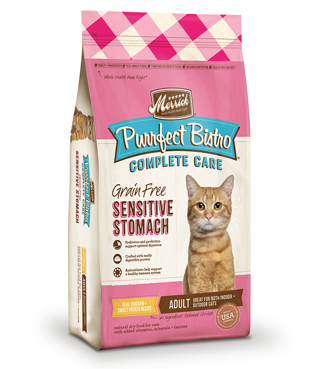 Merrick Purrfect Bistro Complete Care Grain Free Sensitive Stomach Recipe Dry Cat Food, 4-lb