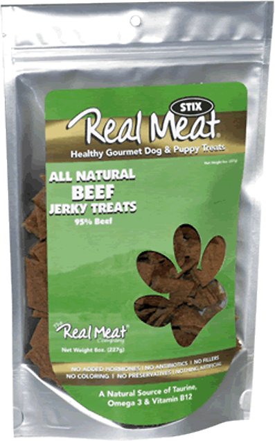 The Real Meat Company 95% Beef Jerky Stix Dog Treats, 8-oz bag