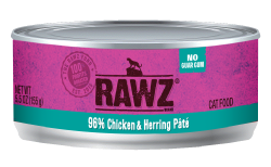 RAWZ Cat 96% Chicken & Herring Pate Wet Cat Food Can, 5.5-oz
