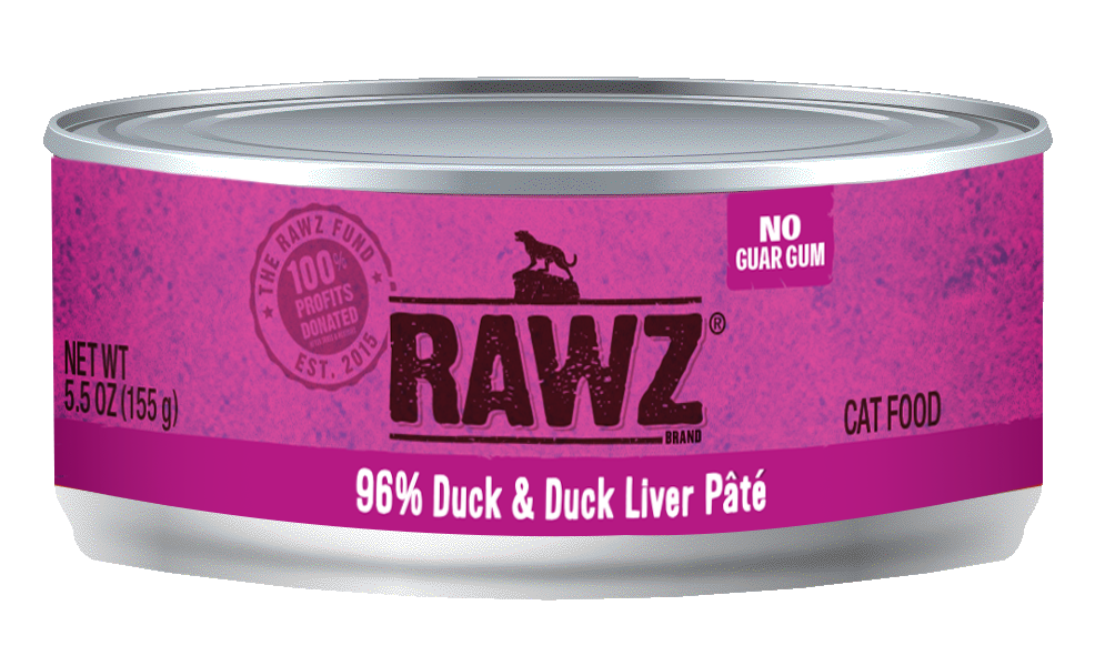 RAWZ Cat 96% Duck & Duck Liver Pate Wet Cat Food Can, 5.5-oz