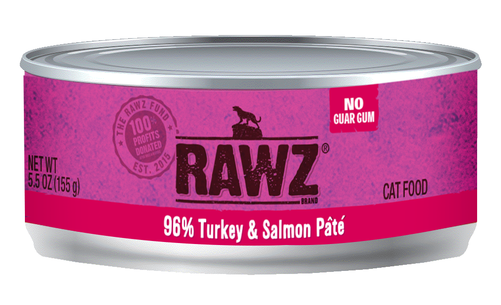 RAWZ Cat 96% Turkey & Salmon Pate Wet Cat Food Can, 5.5-oz