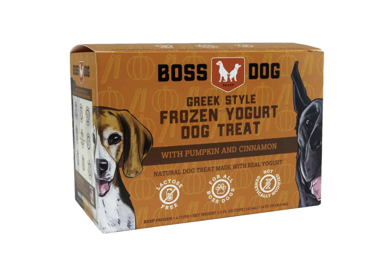 Boss Dog Pumpkin & Cinnamon Frozen Yogurt Dog Treats, 3.5-oz, 4-pack