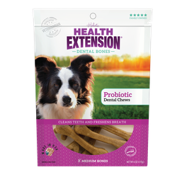 Health Extension Probiotic Yogurt Dental Bones Dog Treats, Medium, 8 count