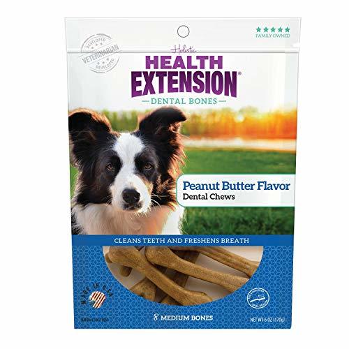 Health Extension Peanut Butter Dental Bones Dog Treats, Medium, 8 count