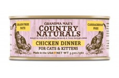 Grandma Mae's Country Naturals Grain-Free Chicken Dinner Wet Cat Food, 5.5-oz