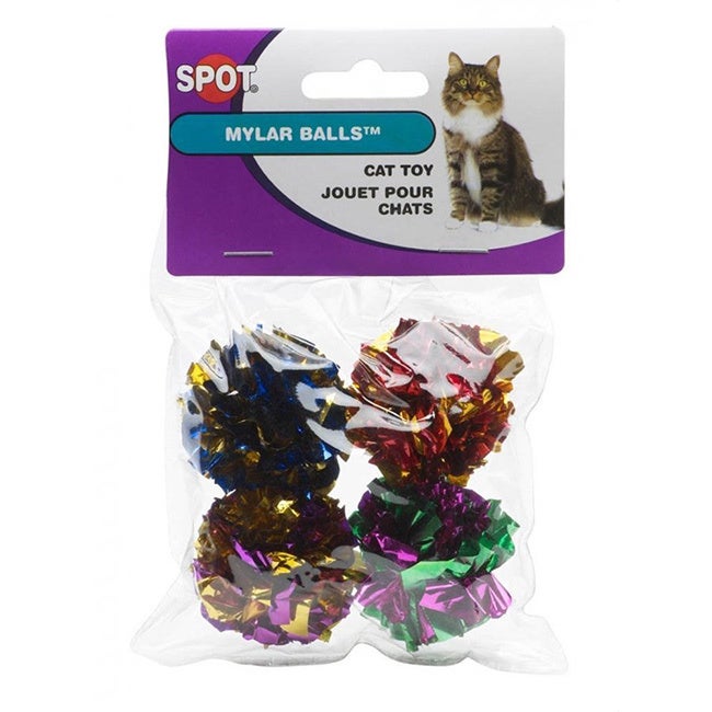 Ethical Pet Spot Mylar Balls Cat Toy, 4-pk