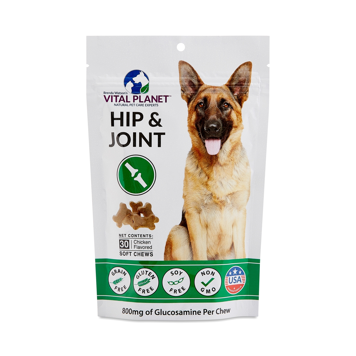 Vital Planet Hip & Joint Support Soft Chews Dog Treats, 30-count