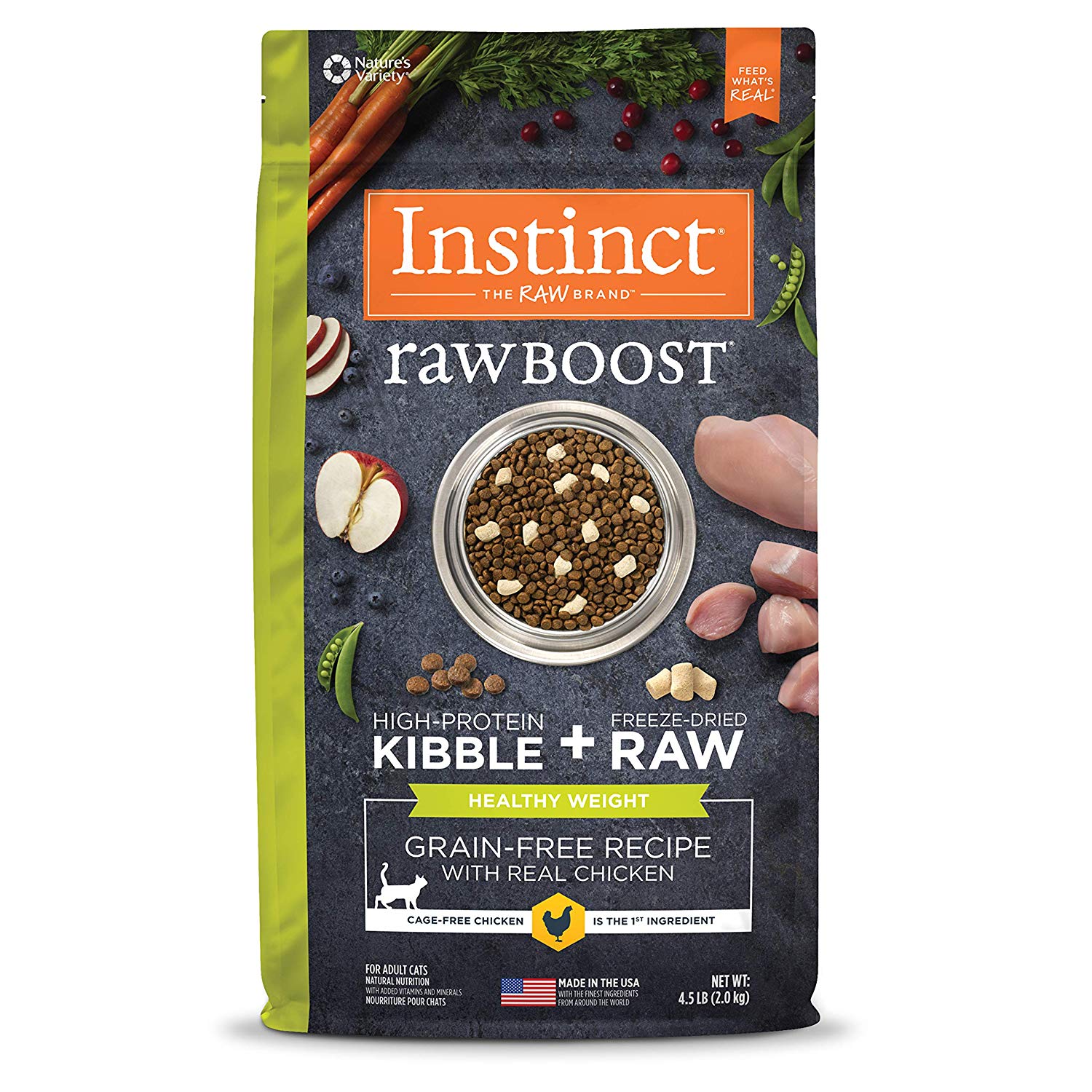 Instinct Raw Boost Healthy Weight Grain-Free Recipe with Real Chicken Dry Cat Food, 4.5-lb