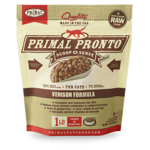 Primal Pronto Raw Frozen Venison Formula Cat Food, 1-lb