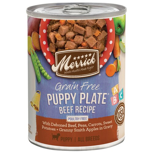 Merrick Grain-Free Puppy Plate Beef Recipe Wet Dog Food, 12.7-oz