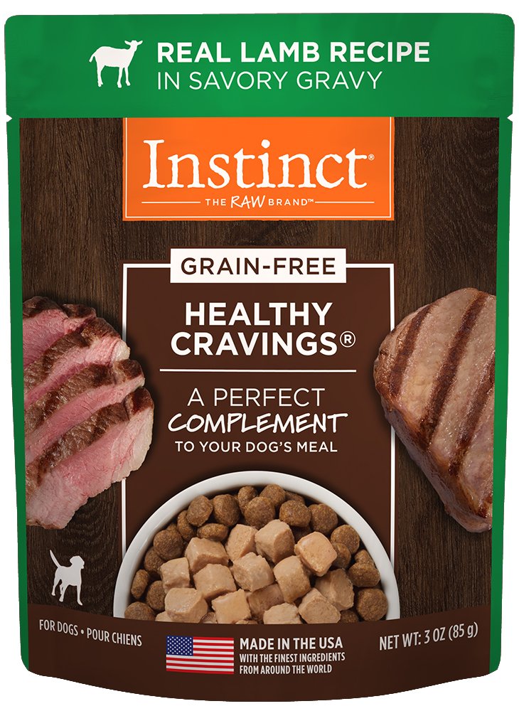 Instinct Healthy Cravings Grain-Free Real Lamb Recipe Wet Dog Food Topper Pouch, 3-oz