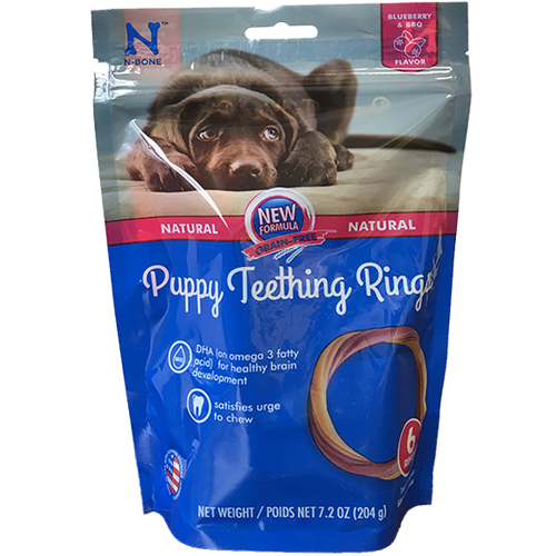 N-Bone Puppy Teething Ring Blueberry BBQ Flavor Dog Treats, 6-count