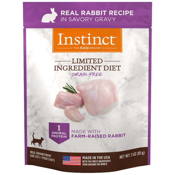 Instinct Limited Ingredient Diet Grain-Free Real Rabbit Recipe Wet Cat Food Topper Pouch, 3-oz