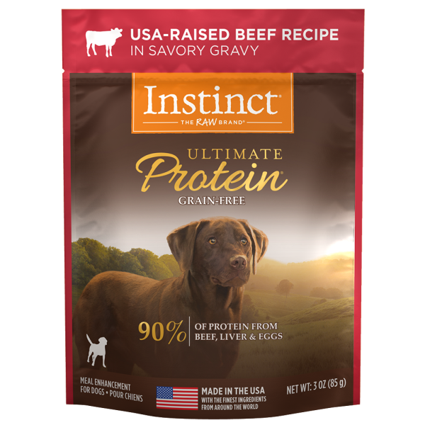 Instinct Ultimate Protein Grain Free USA-Raised Beef Recipe Wet Dog Food Topper, 3-oz (**)