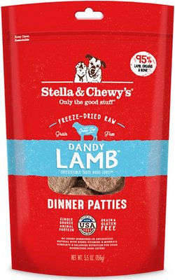 Stella & Chewy's Dandy Lamb Dinner Patties Grain-Free Freeze-Dried Dog Food, 5.5-oz