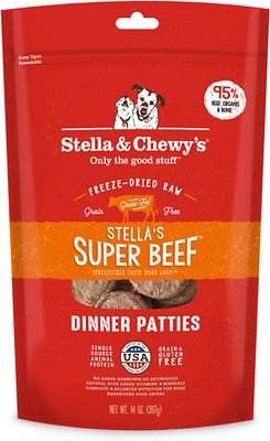 Stella & Chewy's Stella's Super Beef Dinner Patties Grain-Free Freeze-Dried Dog Food, 14-oz