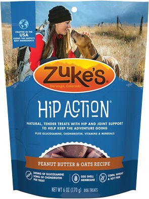 Zuke's Hip Action Peanut Butter & Oats Recipe Dog Treats, 6-oz