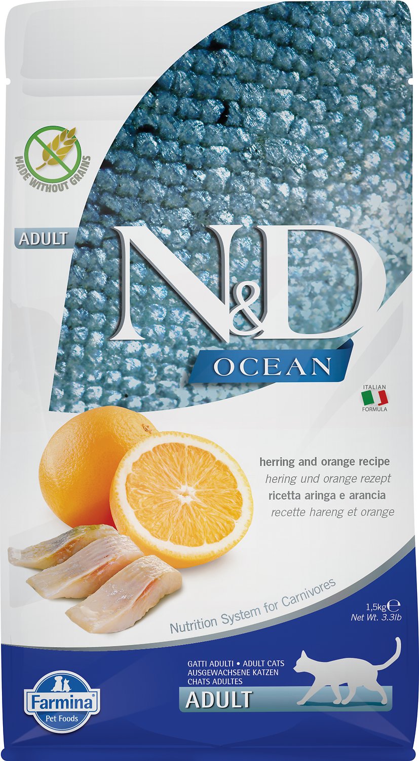 Farmina N&D Ocean Herring & Orange Adult Dry Cat Food, 11-lb
