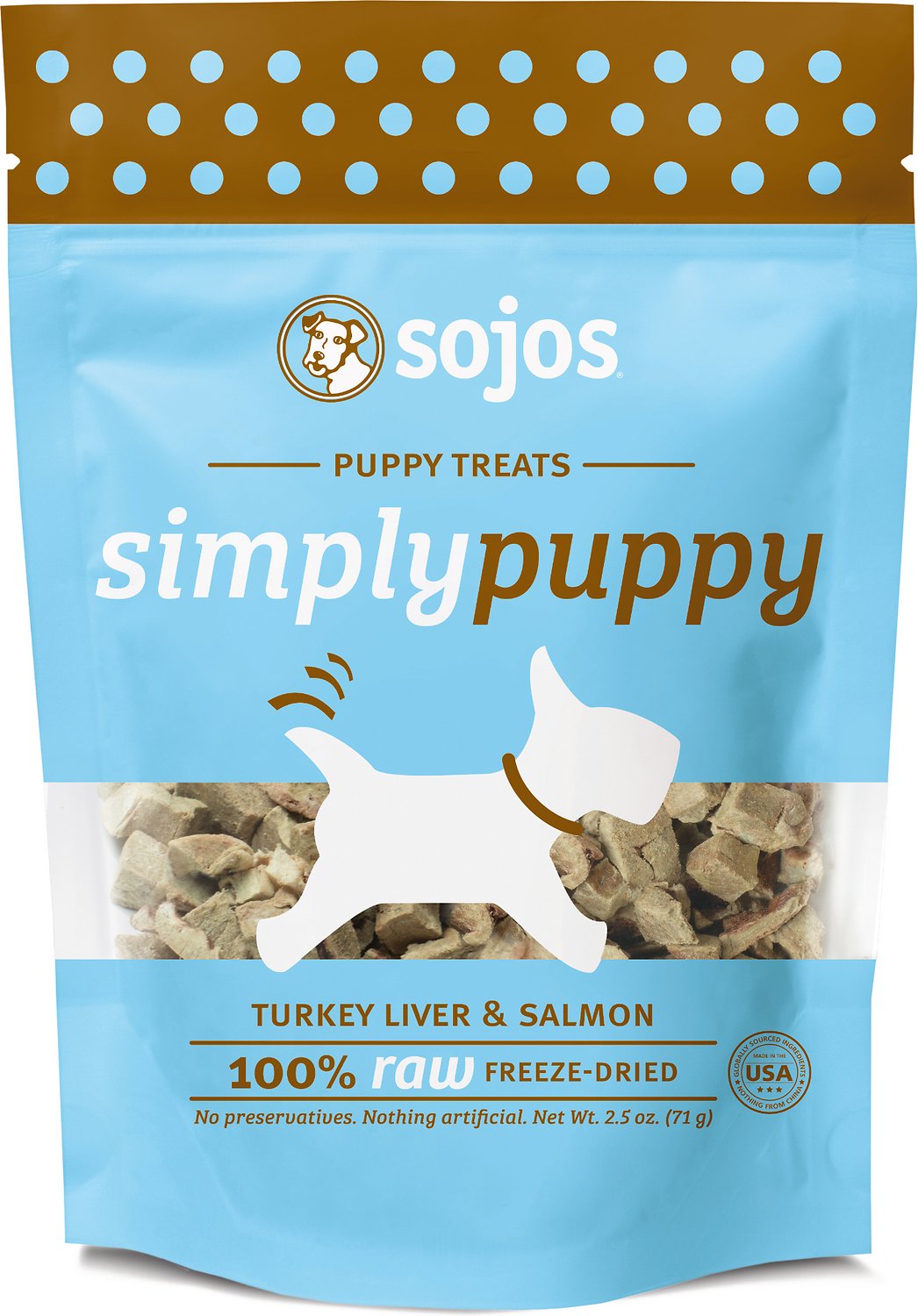 Sojos Simply Turkey Liver & Salmon Puppy Freeze-Dried Dog Treats, 2.5-oz bag