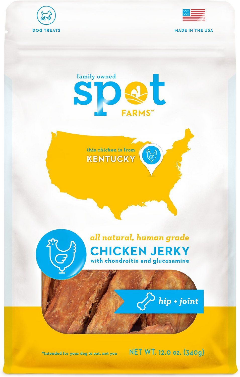 Spot Farms Chicken Jerky Hip & Joint Formula Dog Treats, 12-oz