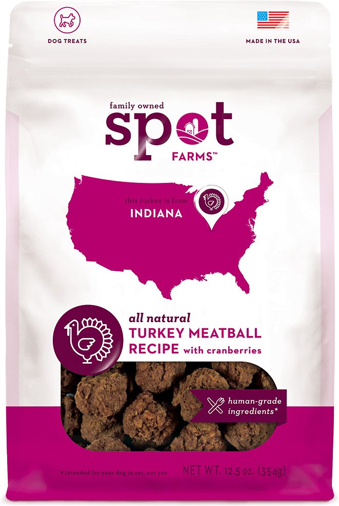 Spot Farms Turkey Meatball Recipe with Cranberries Dog Treats, 12.5-oz