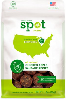 Spot Farms Chicken Apple Sausage Recipe Dog Treats, 12.5-oz