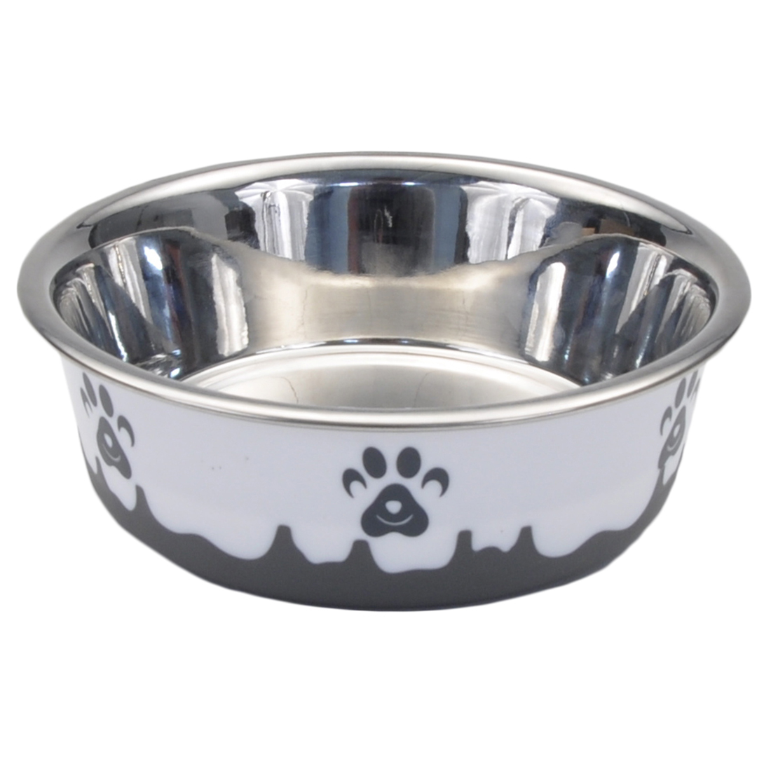 Coastal Maslow Non-Skid Paw Design Dog Bowl, Grey/White, 13-oz