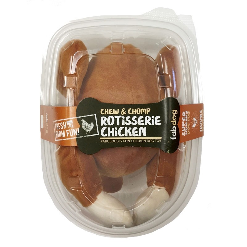 fabdog Super Squeaker Rotisserie Chicken Dog Toy
