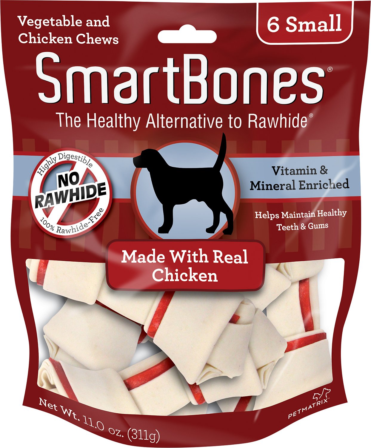 SmartBones Small Chicken Chew Bones Dog Treats, 6 pack