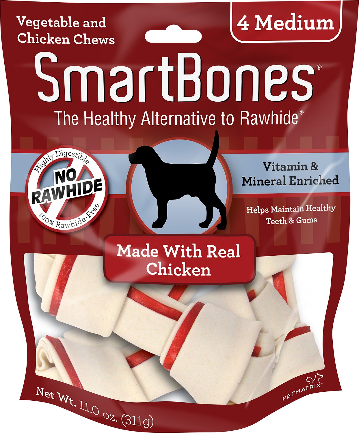SmartBones Medium Chicken Chew Bones Dog Treats, 4 pack