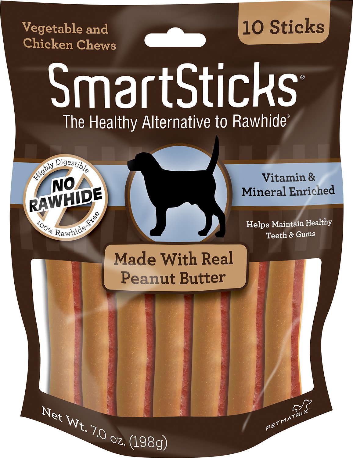SmartBones SmartSticks Peanut Butter Chews Dog Treats, 10-pack
