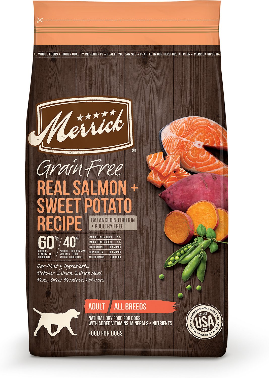 Merrick Grain-Free Real Salmon & Sweet Potato Recipe Adult Dry Dog Food, 4-lb
