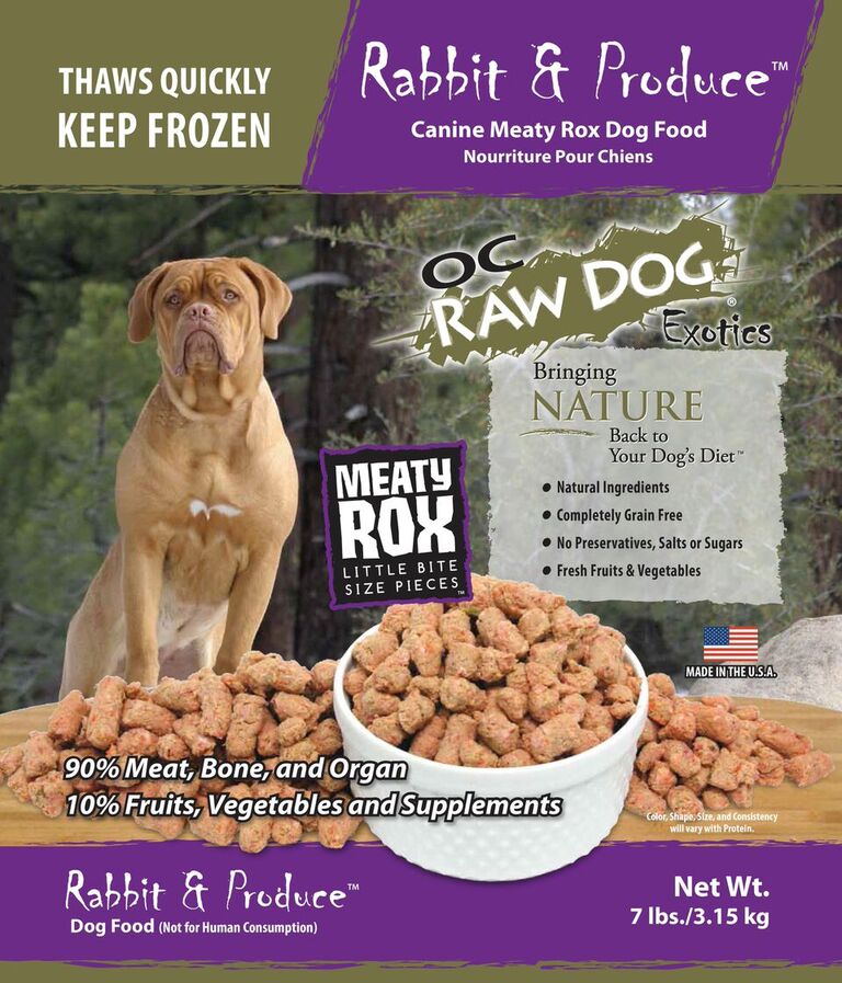 OC Raw Dog Rabbit & Produce Meaty Rox Raw Frozen Dog Food, 7-lb