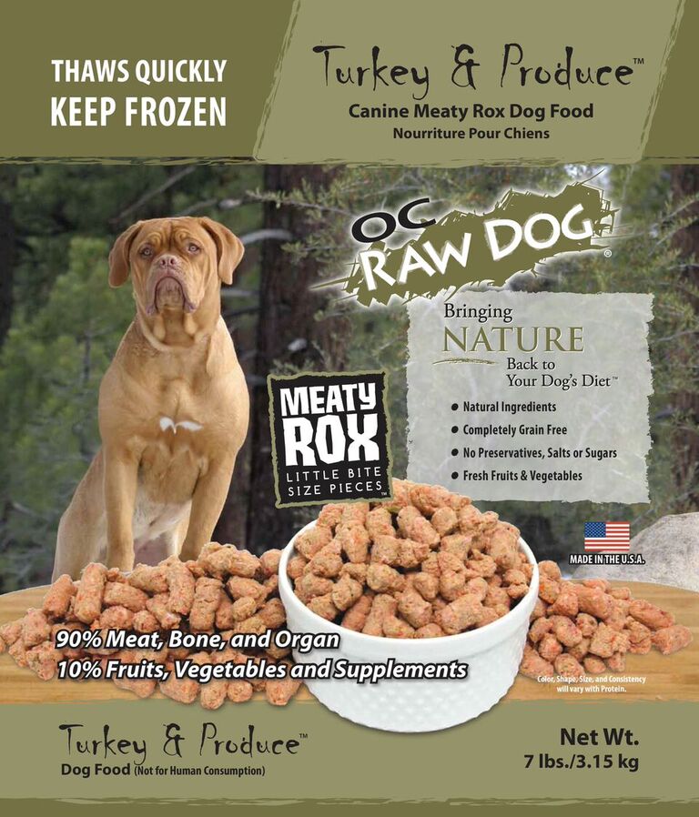 OC Raw Dog Turkey & Produce Meaty Rox Raw Frozen Dog Food, 7-lb